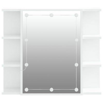 Peilikaappi LED-valoilla korkeakiilto valkoinen 70x16,5x60 cm