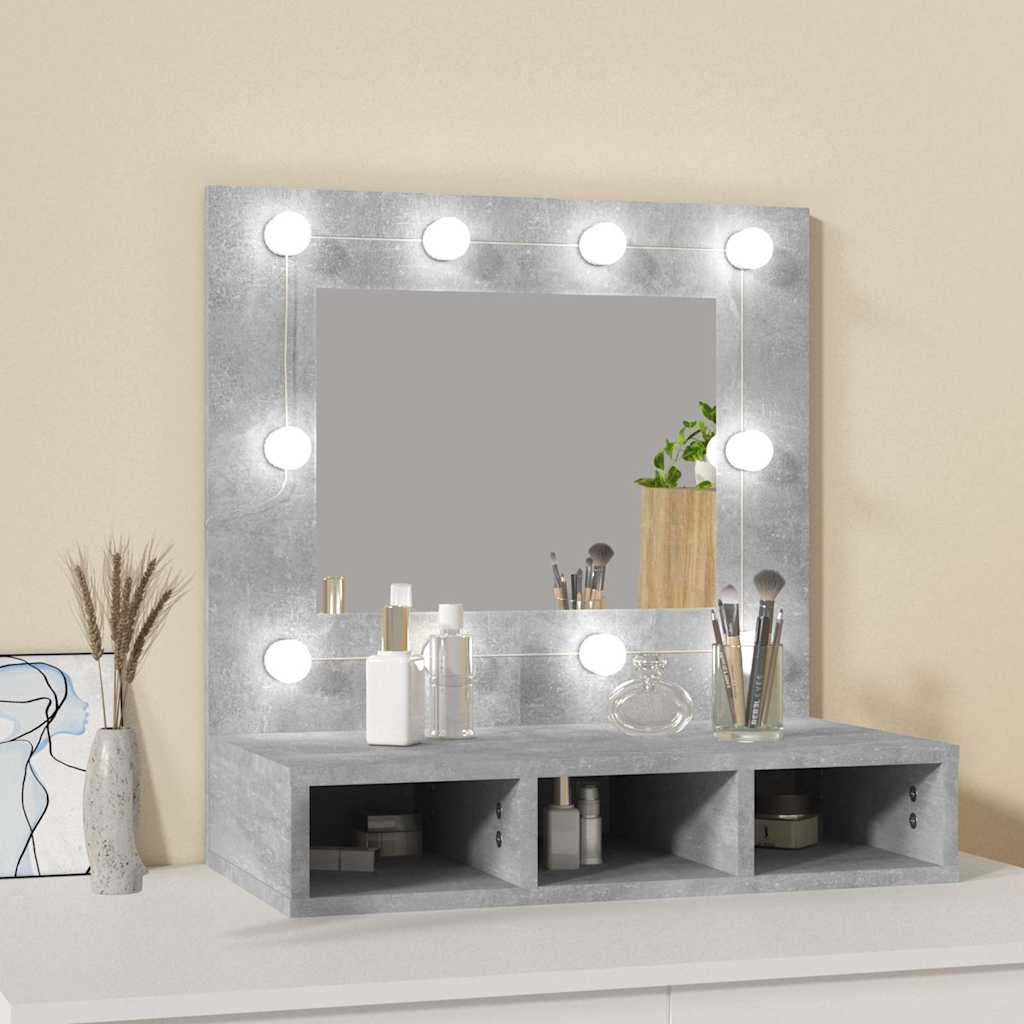 Betoninharmaa peilikaappi led-valoilla Bliznicov 60x31,5x62cm