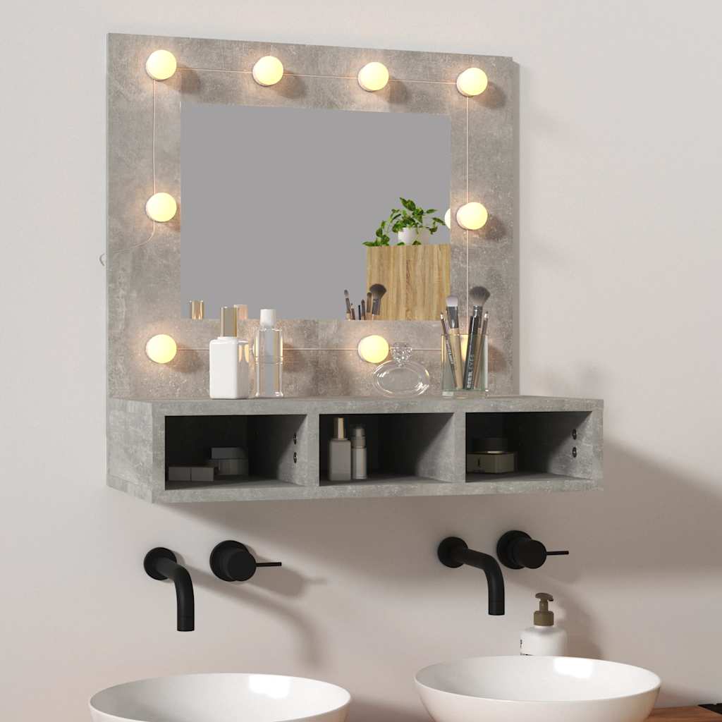 Betoninharmaa peilikaappi led-valoilla Bliznicov 60x31,5x62cm