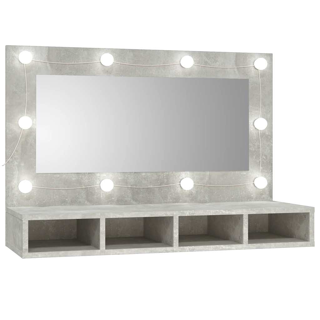Betoninharmaa peilikaappi led-valoilla Mariusiana 90x31,5x62cm