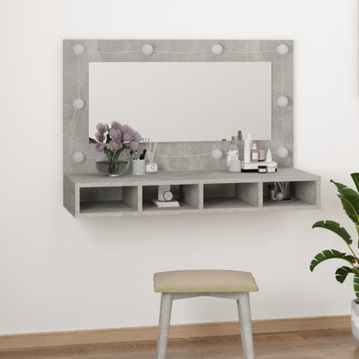 Peilikaappi LED-valoilla betoninharmaa 90x31,5x62 cm