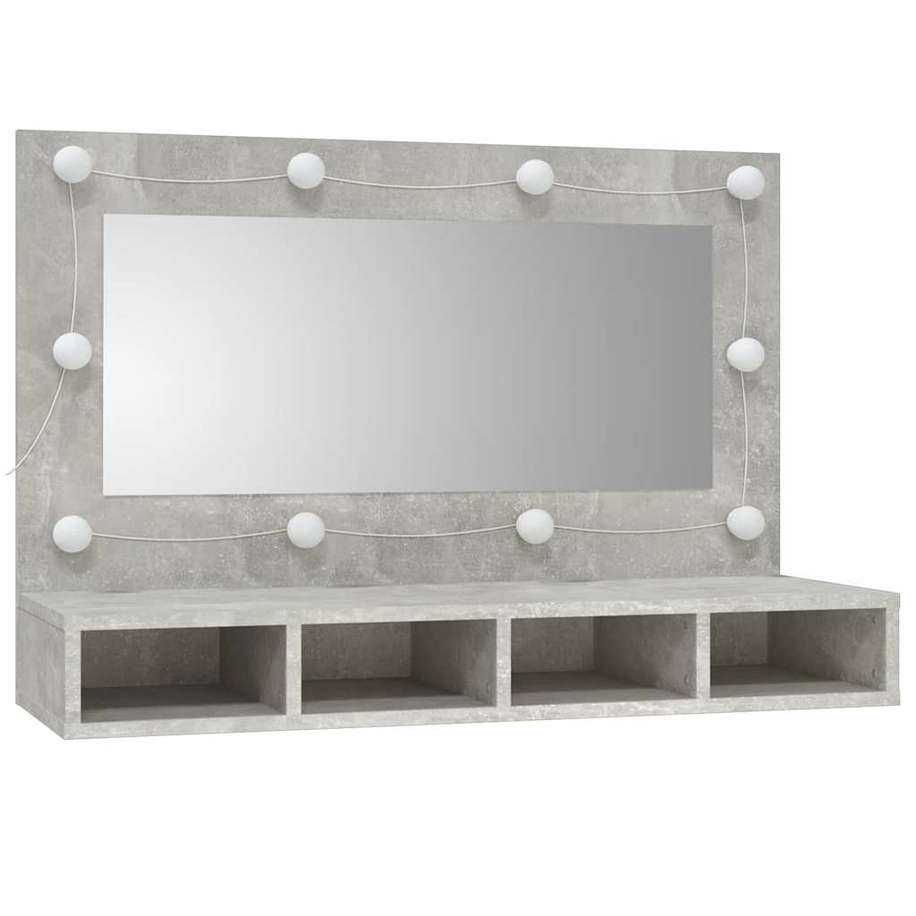 Betoninharmaa peilikaappi led-valoilla Mariusiana 90x31,5x62cm