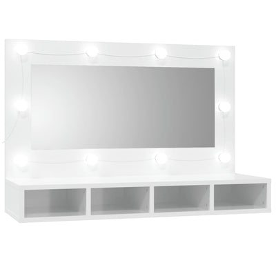 Peilikaappi LED-valoilla korkeakiilto valkoinen 90x31,5x62 cm