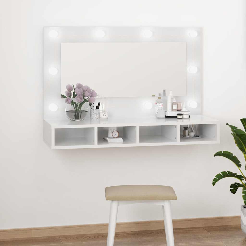 Mariusiana peilikaappi led-valoilla valkoisena 90x31,5x62cm