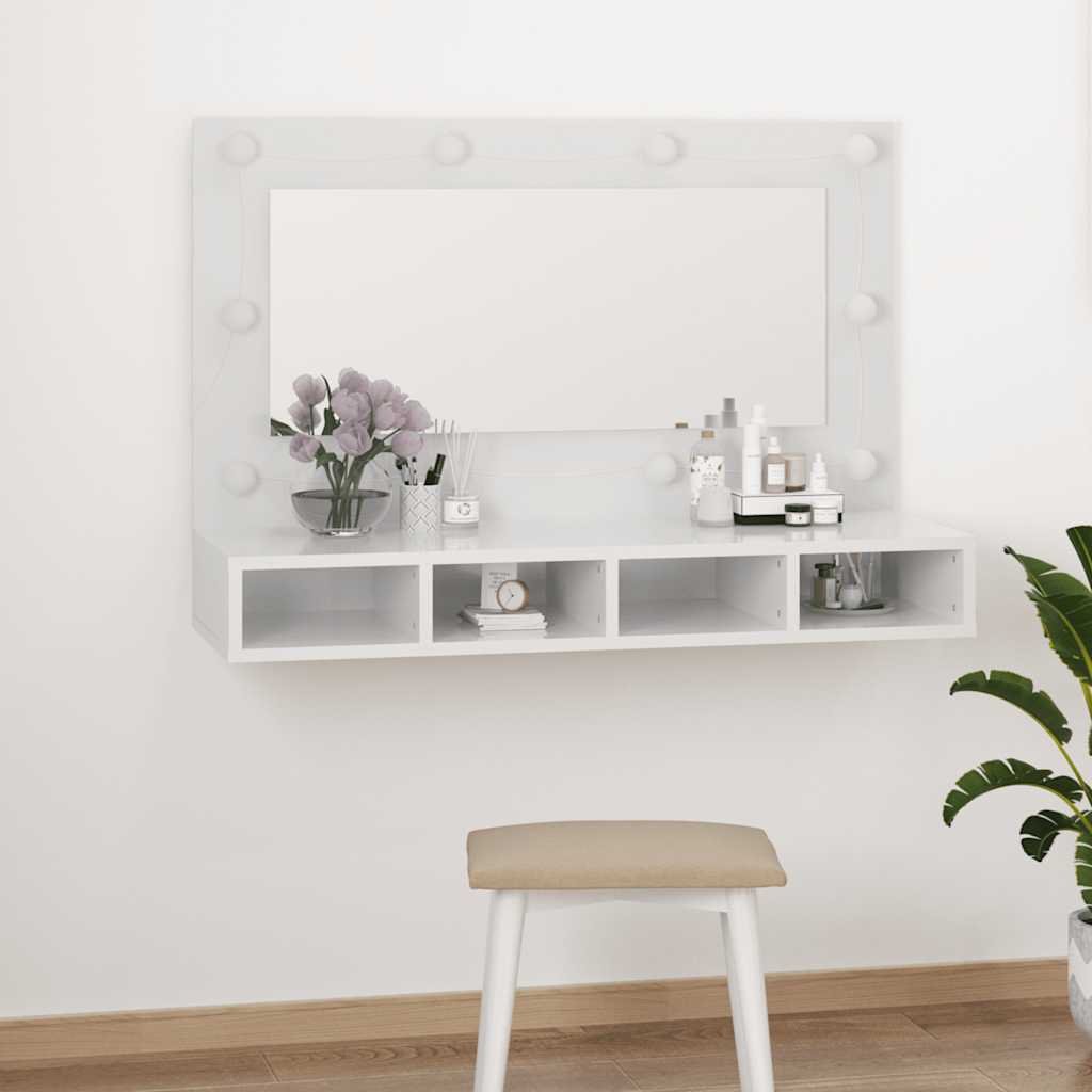 Mariusiana peilikaappi led-valoilla valkoisena 90x31,5x62cm