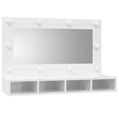 Peilikaappi LED-valoilla korkeakiilto valkoinen 90x31,5x62 cm