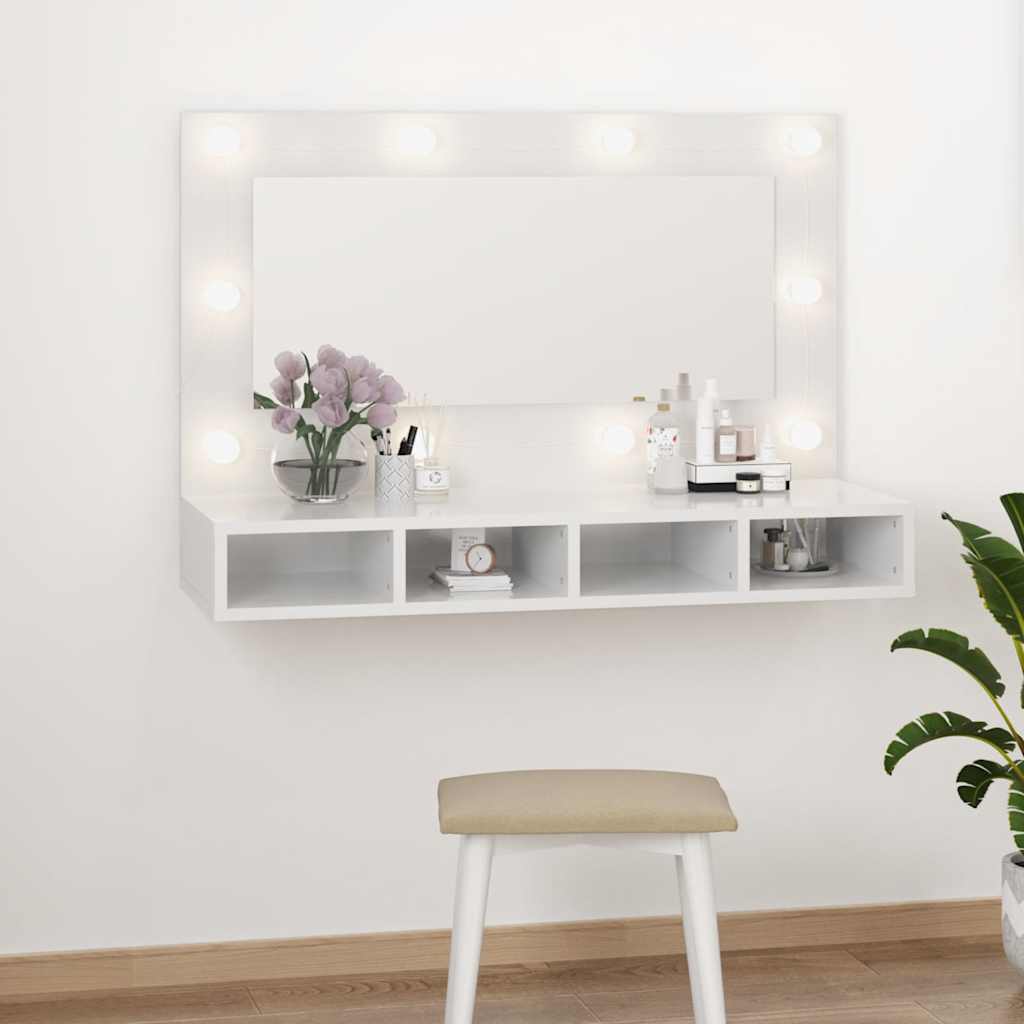 Mariusiana peilikaappi led-valoilla valkoisena 90x31,5x62cm