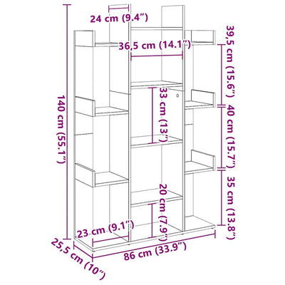 Musta kirjahylly Ihim 86x25,5x140cm (puinen)