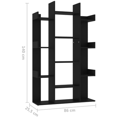 Kirjahylly musta 86x25,5x140 cm tekninen puu