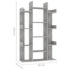Kirjahylly betoninharmaa 86x25,5x140 cm tekninen puu