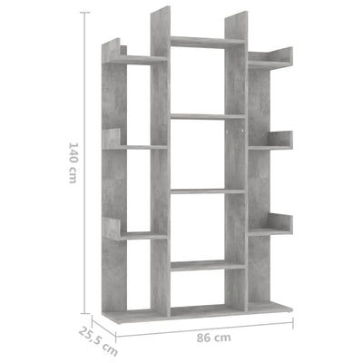 Kirjahylly betoninharmaa 86x25,5x140 cm tekninen puu