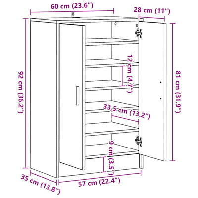 Valkoinen kenkäkaappi Tibor 60x35x92cm (puinen)