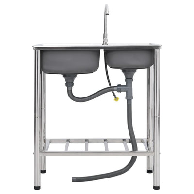 Ruostumaton teräs leirintäalueen kaksoispesuallas Alexandry (hanalla)