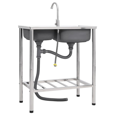 Ruostumaton teräs leirintäalueen kaksoispesuallas Alexandry (hanalla)