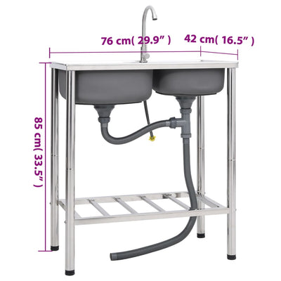 Ruostumaton teräs leirintäalueen kaksoispesuallas Alexandry (hanalla)