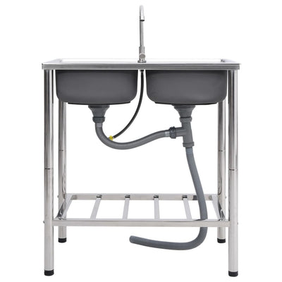 Ruostumaton teräs leirintäalueen kaksoispesuallas Alexandry (hanalla)