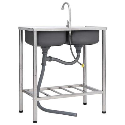 Ruostumaton teräs leirintäalueen kaksoispesuallas Alexandry (hanalla)