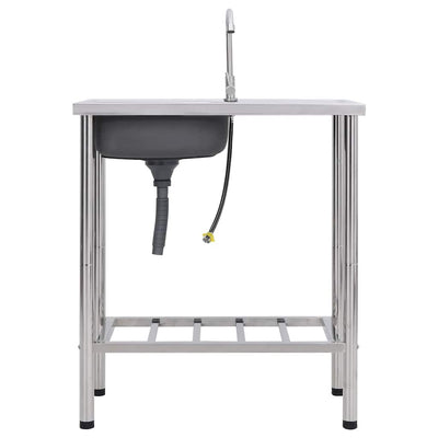 Ruostumaton teräs leirintäalueen pesuallas hanalla Alexandry