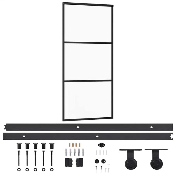 Liukuovi asennustarvikkeilla ESG lasi ja alumiini 90x205 cm