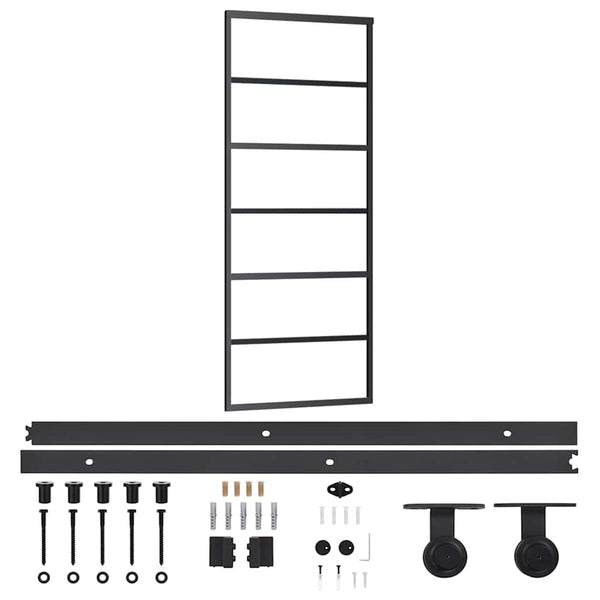 Liukuovi asennustarvikkeilla ESG lasi ja alumiini 76x205 cm