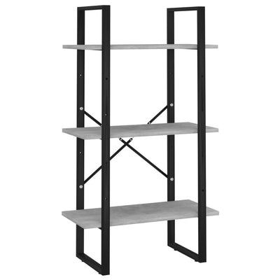 5-tasoinen kirjahylly betoninharmaa 60x30x175 cm tekninen puu