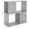 Kirjahylly betoninharmaa 60x24x63 cm lastulevy