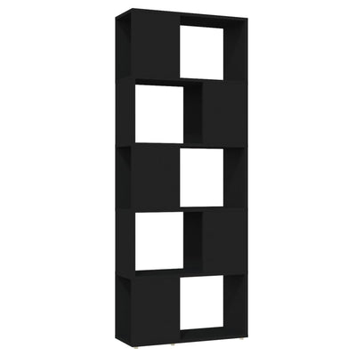 Kirjahylly/tilanjakaja musta 60x24x155 cm lastulevy