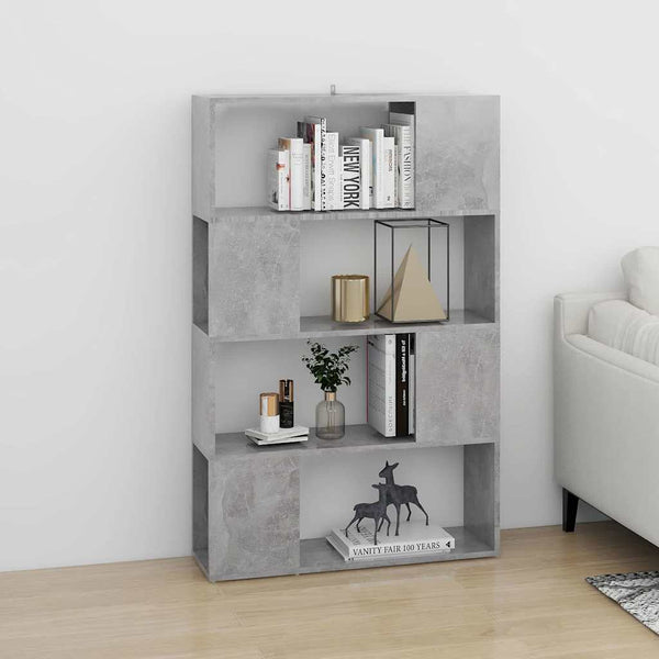 Kirjahylly/tilanjakaja betoninharmaa 80x24x124,5 cm lastulevy