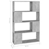 Kirjahylly/tilanjakaja betoninharmaa 80x24x124,5 cm lastulevy