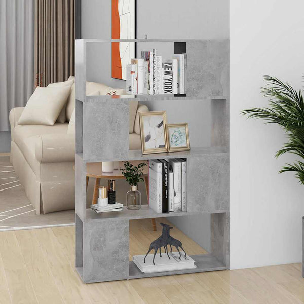 Kirjahylly/tilanjakaja betoninharmaa 80x24x124,5 cm lastulevy
