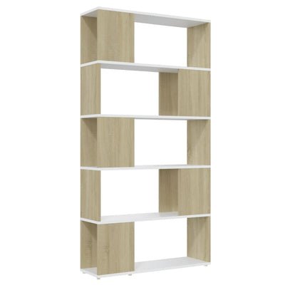 Kirjahylly/tilanjakaja valk/Sonoma-tammi 80x24x155 cm lastulevy