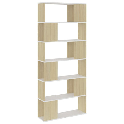 Kirjahylly/tilanjakaja valk./Sonoma-tammi 80x24x186cm lastulevy