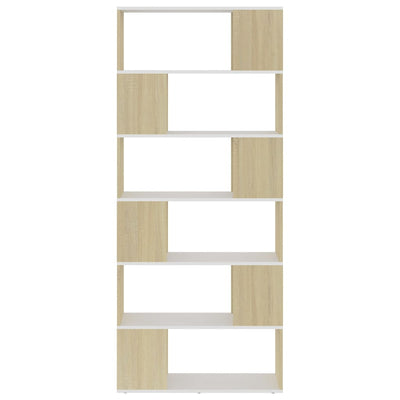 Kirjahylly/tilanjakaja valk./Sonoma-tammi 80x24x186cm lastulevy