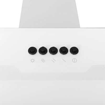 Valkoinen liesituuletin Chiruta 90cm (teräs ja karkaistu lasi)