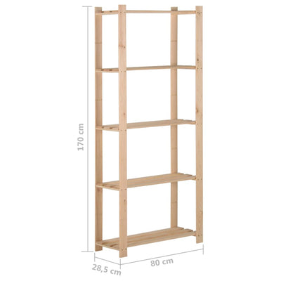 5-kerroksinen varastohylly 80x28,5x170 cm täysi mänty