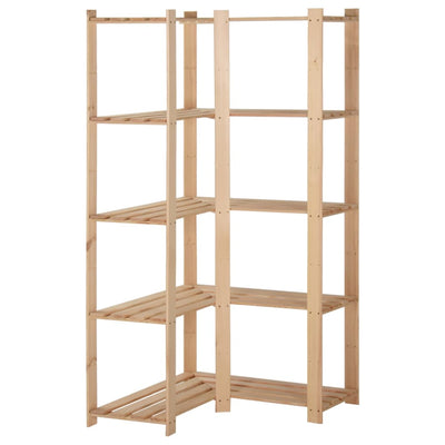 5-kerroksinen varaston kulmahylly 82,5x82,5x170 cm täysi mänty