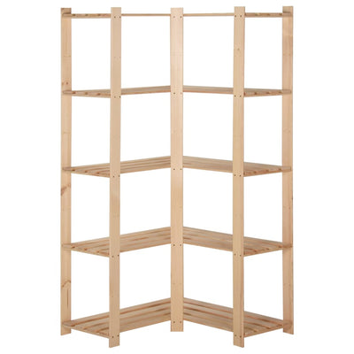5-kerroksinen varaston kulmahylly 82,5x82,5x170 cm täysi mänty