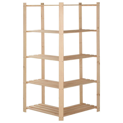 5-kerroksinen varaston kulmahylly 82,5x82,5x170 cm täysi mänty