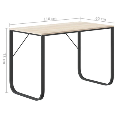 Tietokonepöytä musta ja tammi 110x60x73 cm lastulevy