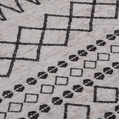 Musta ja valkoinen matto pestävä Ifte φ120cm (liukumaton)