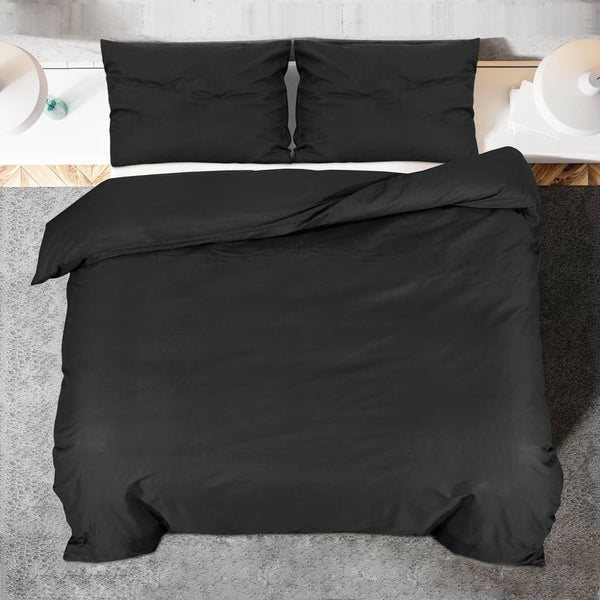 Kevyt mikrokuitu pussilakanasetti Tabaja 200x200cm mustana