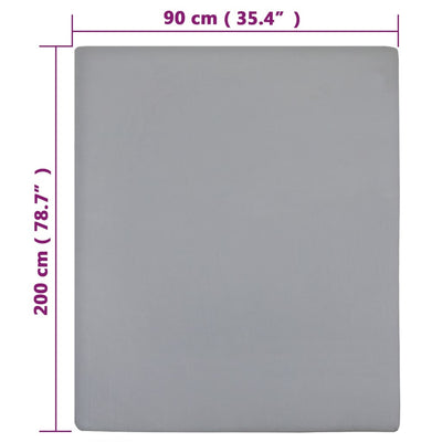 Muotoon ommellut lakanat 2 kpl harmaa 90x200 cm puuvilla