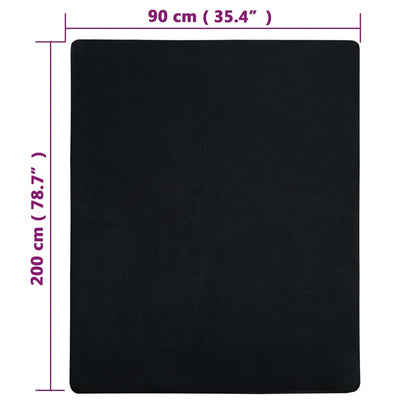 Muotoon ommeltu lakana musta 90x200 cm puuvilla
