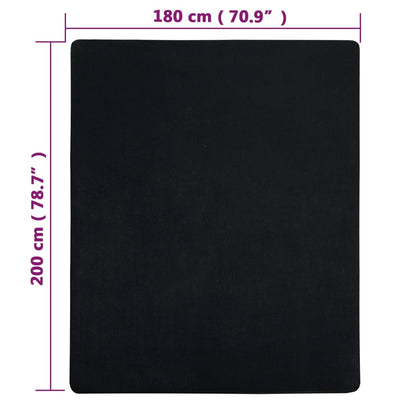 Muotoon ommeltu lakana musta 180x200 cm puuvilla