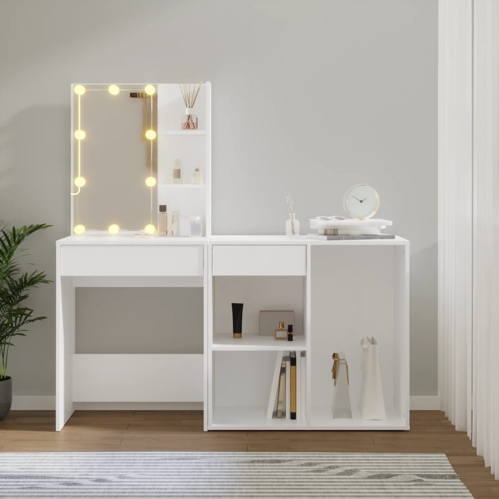 Valkoinen led-peilipöytä kaapilla Volter (puinen)