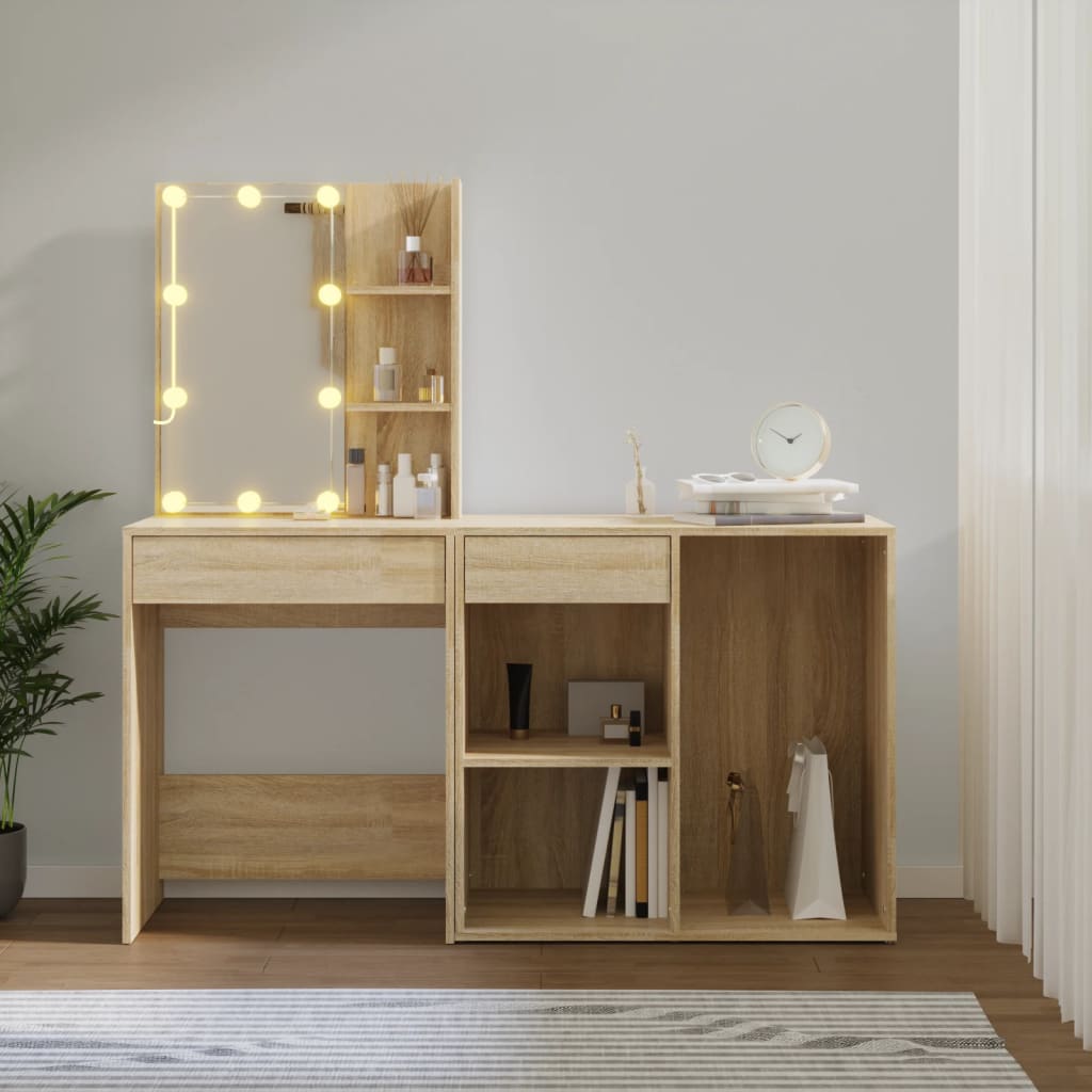 Sonoma-tammi led-peilipöytä kaapilla Volter (puinen)