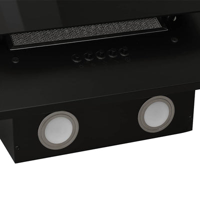 Musta liesituuletin Strugari 90cm (ruostumaton teräs ja karkaistu lasi)