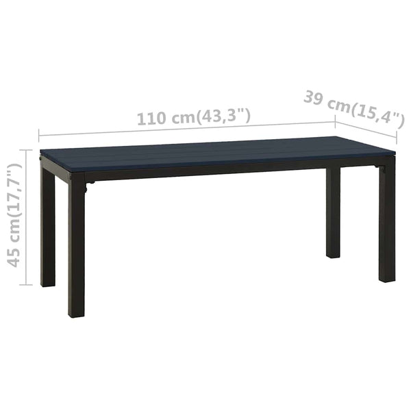 Puutarhapenkki 110 cm teräs ja WPC musta