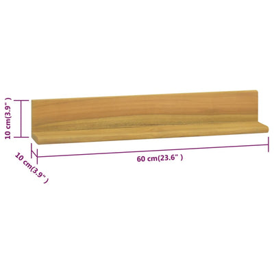 Seinähyllyt 2 kpl 60x10x10 cm täysi tiikki