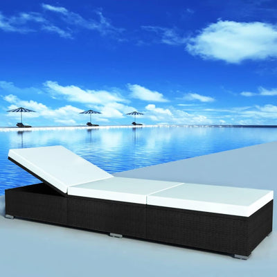 Musta aurinkotuoli Vieland (kermanvalkealla pehmusteella polyrottinki)